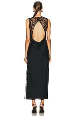 SIMKHAI Vea Lace Trim Open Back Gown in Black, view 4, click to view large image.