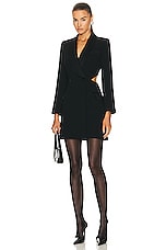 SIMKHAI Wilma Cut Out Shawl Blazer Dress in Black, view 1, click to view large image.