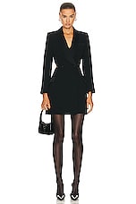 SIMKHAI Wilma Cut Out Shawl Blazer Dress in Black, view 2, click to view large image.