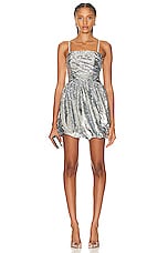 SIMKHAI Mallory Bubble Mini Dress in Silver, view 1, click to view large image.