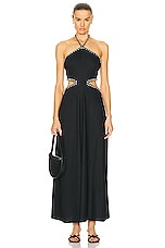SIMKHAI Bellina Halter Neck Cut Out Maxi Dress in Black, view 1, click to view large image.