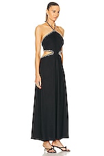 SIMKHAI Bellina Halter Neck Cut Out Maxi Dress in Black, view 2, click to view large image.