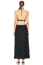 SIMKHAI Bellina Halter Neck Cut Out Maxi Dress in Black, view 3, click to view large image.