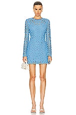 SIMKHAI Mccall Long Sleeve Mini Dress in Pacific, view 1, click to view large image.
