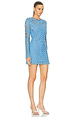 SIMKHAI Mccall Long Sleeve Mini Dress in Pacific, view 2, click to view large image.