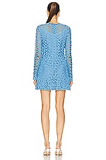 SIMKHAI Mccall Long Sleeve Mini Dress in Pacific, view 3, click to view large image.