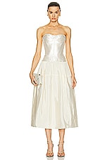 SIMKHAI Noretta Midi Dress in Cream, view 2, click to view large image.