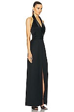 SIMKHAI Janice Tuxedo Halter Vest Gown in Black, view 2, click to view large image.