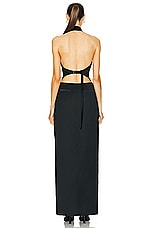 SIMKHAI Janice Tuxedo Halter Vest Gown in Black, view 3, click to view large image.