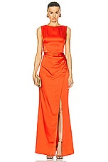 SIMKHAI Tommy Open Back Gown in Flame, view 2, click to view large image.