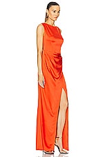 SIMKHAI Tommy Open Back Gown in Flame, view 3, click to view large image.