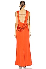 SIMKHAI Tommy Open Back Gown in Flame, view 5, click to view large image.