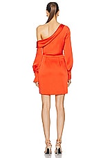 SIMKHAI Cameron One Shoulder Mini Dress in Flame, view 4, click to view large image.