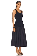 SIMKHAI Silas Knit Bodice Midi Dress in Midnight, view 2, click to view large image.