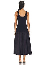 SIMKHAI Silas Knit Bodice Midi Dress in Midnight, view 3, click to view large image.