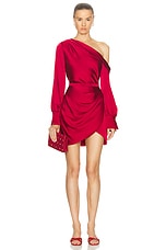 SIMKHAI Cameron One Shoulder Mini Dress in Cherry, view 1, click to view large image.