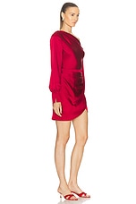 SIMKHAI Cameron One Shoulder Mini Dress in Cherry, view 2, click to view large image.
