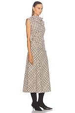 SIMKHAI Burke Draped Midi Dress in Sand Plaid, view 2, click to view large image.