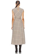 SIMKHAI Burke Draped Midi Dress in Sand Plaid, view 4, click to view large image.