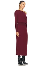 SIMKHAI Janese Off Shoulder Midi Dress in Oxblood, view 2, click to view large image.