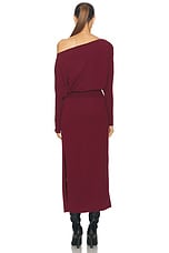 SIMKHAI Janese Off Shoulder Midi Dress in Oxblood, view 4, click to view large image.