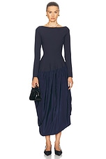 SIMKHAI Angela Combo Midi Dress in Midnight, view 1, click to view large image.