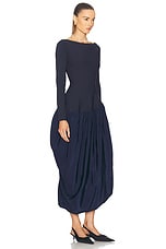 SIMKHAI Angela Combo Midi Dress in Midnight, view 2, click to view large image.