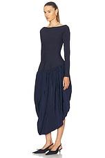 SIMKHAI Angela Combo Midi Dress in Midnight, view 3, click to view large image.