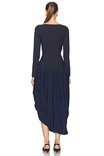 SIMKHAI Angela Combo Midi Dress in Midnight, view 4, click to view large image.