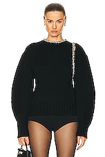 SIMKHAI Monroe Crystal Pullover Sweater in Black, view 1, click to view large image.