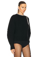SIMKHAI Monroe Crystal Pullover Sweater in Black, view 2, click to view large image.