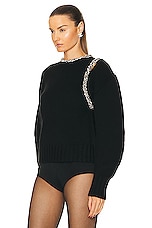 SIMKHAI Monroe Crystal Pullover Sweater in Black, view 3, click to view large image.
