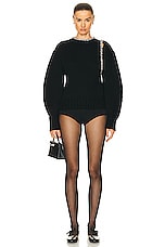 SIMKHAI Monroe Crystal Pullover Sweater in Black, view 5, click to view large image.