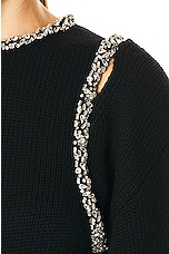 SIMKHAI Monroe Crystal Pullover Sweater in Black, view 6, click to view large image.