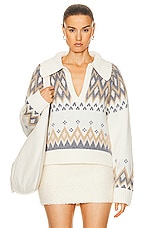 SIMKHAI Clarence Polo Pullover Sweater in Ivory Multi, view 1, click to view large image.