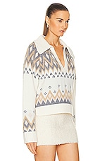 SIMKHAI Clarence Polo Pullover Sweater in Ivory Multi, view 2, click to view large image.