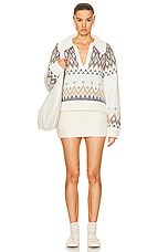 SIMKHAI Clarence Polo Pullover Sweater in Ivory Multi, view 4, click to view large image.