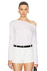 SIMKHAI Lavina Draped Off Shoulder Sweater in Ivory, view 1, click to view large image.