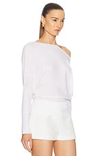 SIMKHAI Lavina Draped Off Shoulder Sweater in Ivory, view 2, click to view large image.