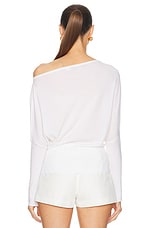 SIMKHAI Lavina Draped Off Shoulder Sweater in Ivory, view 4, click to view large image.