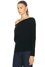 SIMKHAI Marie Off Shoulder Sweater in Black, view 3, click to view large image.