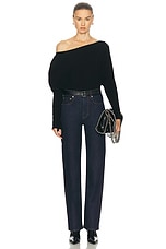 SIMKHAI Marie Off Shoulder Sweater in Black, view 5, click to view large image.