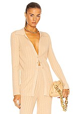 SIMKHAI Perla Polo Cardigan in Beige, view 1, click to view large image.