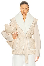 SIMKHAI Astra Tie Waist Puffer Jacket in Blush, view 1, click to view large image.