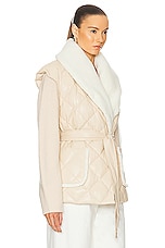 SIMKHAI Astra Tie Waist Puffer Jacket in Blush, view 2, click to view large image.