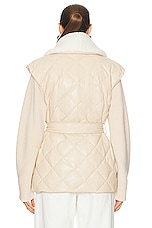 SIMKHAI Astra Tie Waist Puffer Jacket in Blush, view 3, click to view large image.