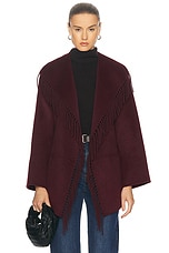 SIMKHAI Rowen Fringe Jacket in Oxblood, view 1, click to view large image.