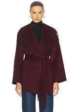 SIMKHAI Rowen Fringe Jacket in Oxblood, view 2, click to view large image.