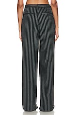 SIMKHAI Tayler Overlap Wide Leg Trouser in Grey Pinstripe, view 4, click to view large image.