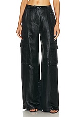 SIMKHAI Beatriz Wide Leg Cargo Pant in Black, view 1, click to view large image.